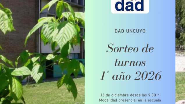 imagen Sorteo de turnos ingresantes a 1° año 2026