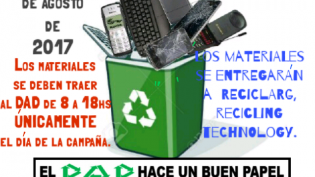 imagen EL DAD HACE UN BUEN PAPEL. Primera etapa de la campaña de recolección de residuos eléctricos y electrónicos(RAEE)