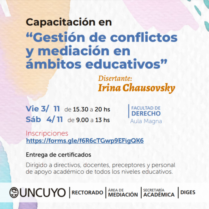 imagen Capacitan en Gestión de conflictos y mediación en ámbitos educativos