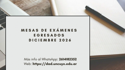 imagen Mesas de exámenes para EGRESADOS, año 2025 y de años anteriores, correspondientes a DICIEMBRE 2026