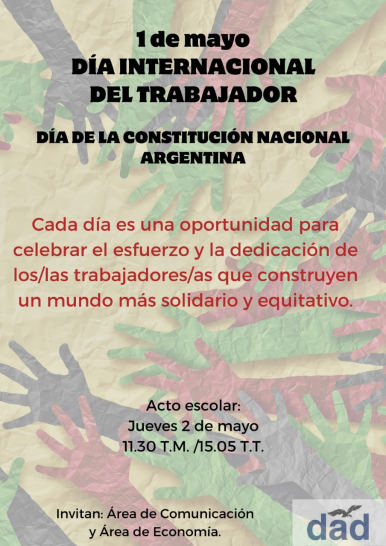 imagen Invitación actos por el Día del Trabajo y de la Constitución Nacional Argentina