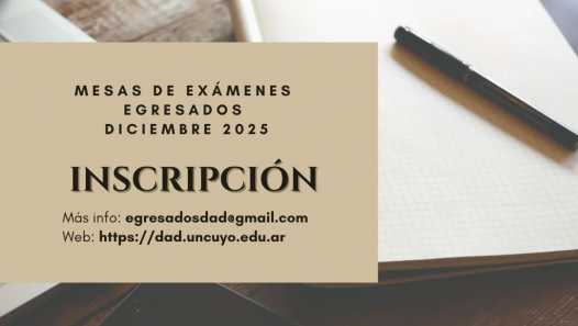 imagen Mesas de exámenes para EGRESADOS, año 2024 y de años anteriores, correspondientes a Diciembre 2025 - Inscripción
