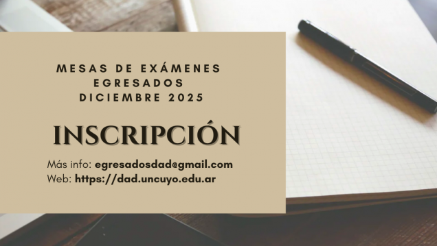 imagen Mesas de exámenes para EGRESADOS, año 2024 y de años anteriores, correspondientes a Diciembre 2025 - Inscripción