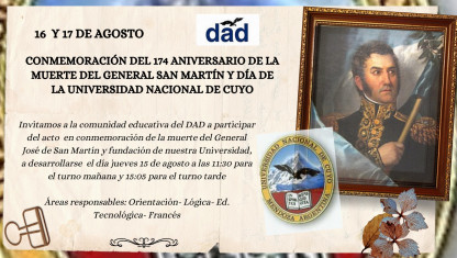 imagen Acto en conmemoración del 174 aniversario del fallecimiento el General San Martín y Día de la Universidad Nacional de Cuyo