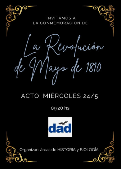 imagen Invitación al acto en conmemoración de la Revolución de Mayo