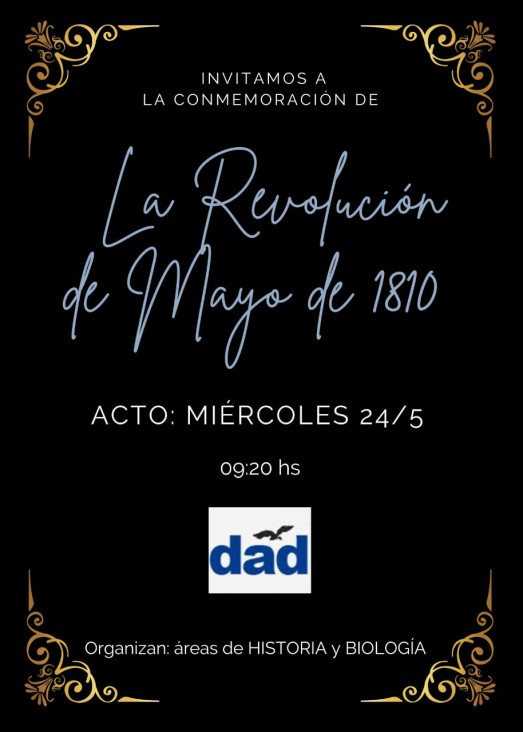 imagen Invitación al acto en conmemoración de la Revolución de Mayo