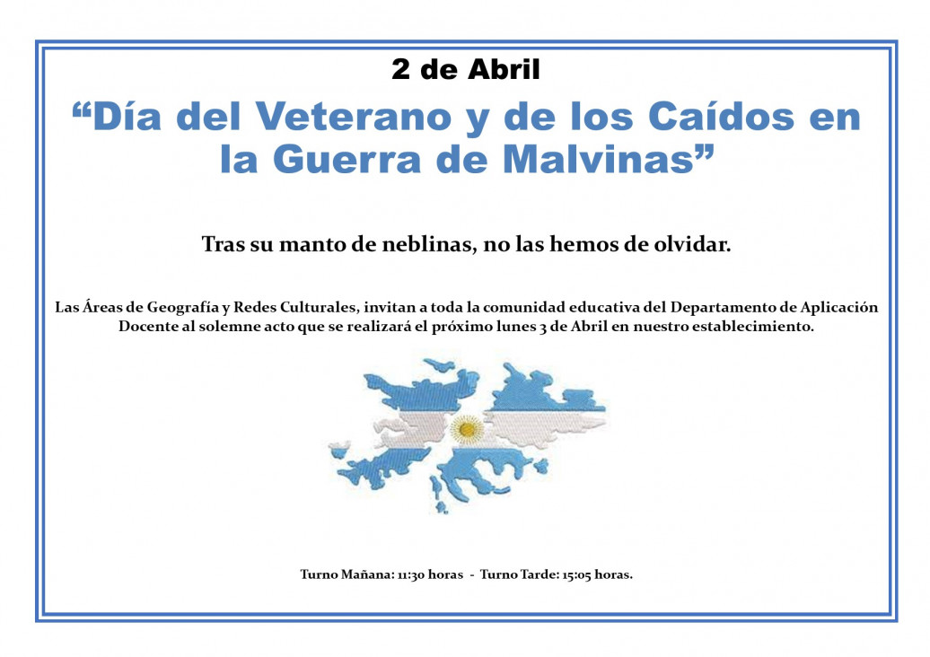 imagen Invitación a los Actos por el Día del Veterano y de los Caídos en la Guerra de Malvinas