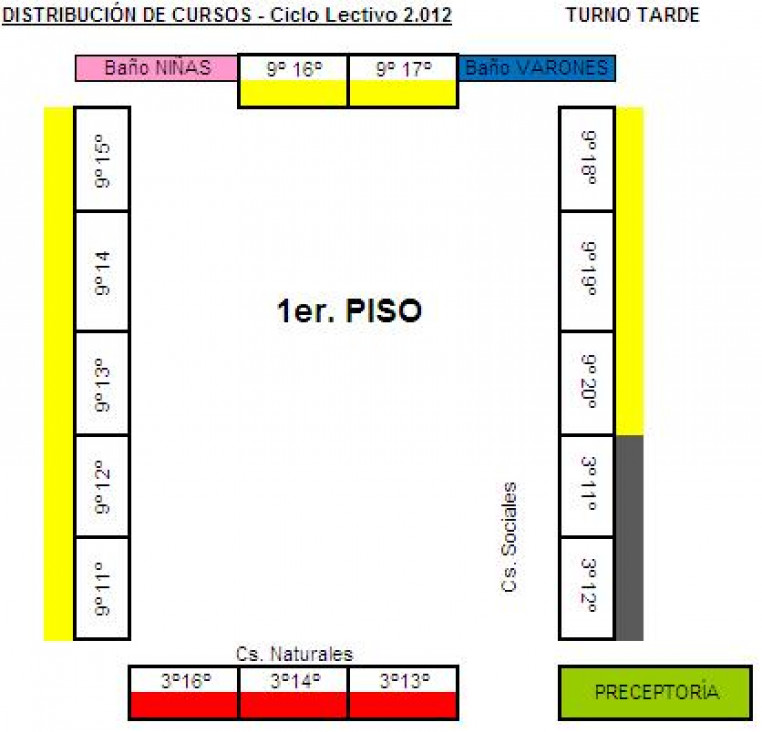 imagen Distribución de aulas 2012 - Turno Tarde