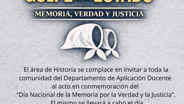 imagen Invitación al acto escolar por el Día de la Memoria por la Verdad y la Justicia
