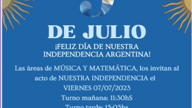 imagen Invitación a los actos por el Día de la Independencia