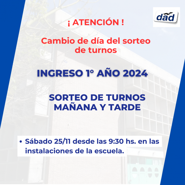 imagen Cambio de fecha del sorteo de turnos para ingresantes a primer año 2024