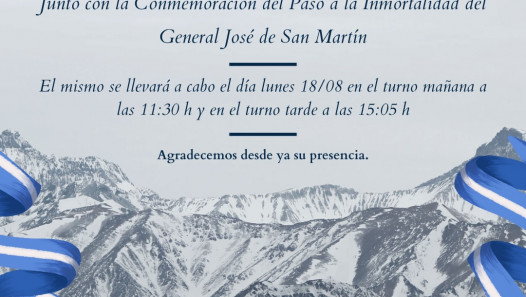 imagen Invitación al acto en conmemoración al Gral. Don José de San Martín y en homenaje a la Universidad Nacional de Cuyo