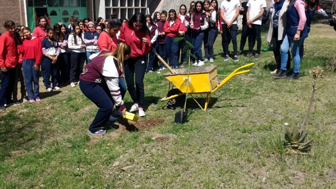 imagen Alumnos de 5º año plantaron un árbol recordando a una de sus compañeras