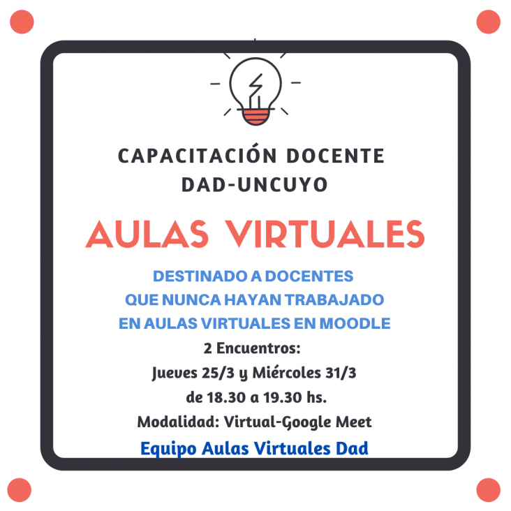 imagen Capacitación de Aulas Virtuales destinada a docentes del DAD que inician este año con espacios virtuales