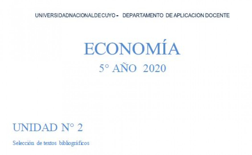 imagen Cuadernillo Economía Unidad 2 - 5º año 2020