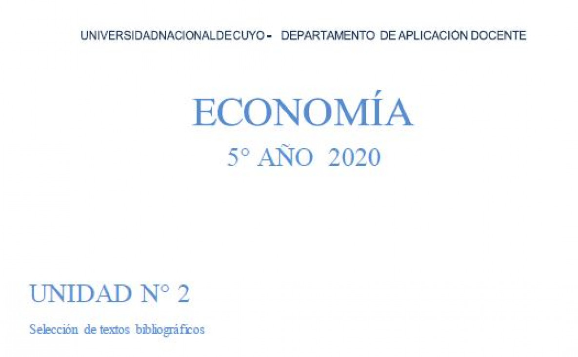 imagen Cuadernillo Economía Unidad 2 - 5º año 2020