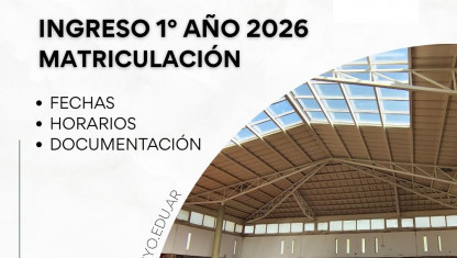 imagen Ingreso 1° año 2026. Matriculación presencial. Del jueves 6 al martes 11 de noviembre. De 8:30 h a 17:00 h