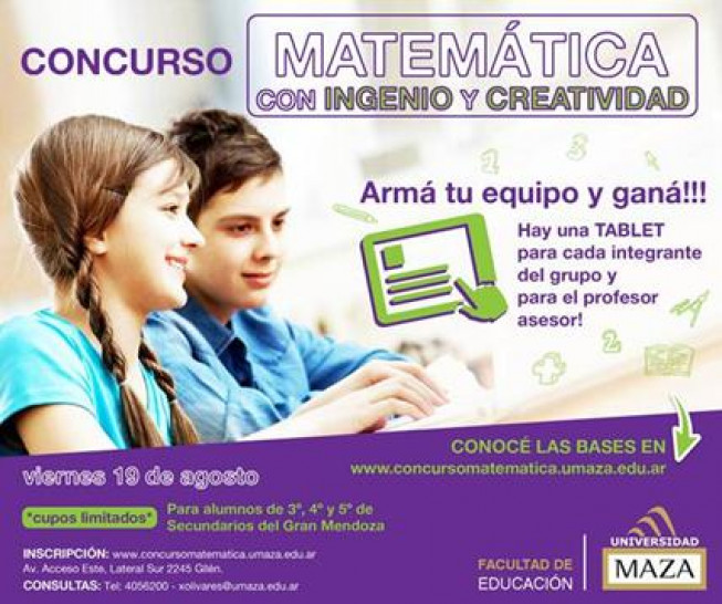 imagen Concurso de Matemática de alumnos del DAD en la Universidad Maza