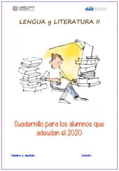 imagen Cuadernillo Lengua y Literatura 2 para estudiantes que adeudan 2020