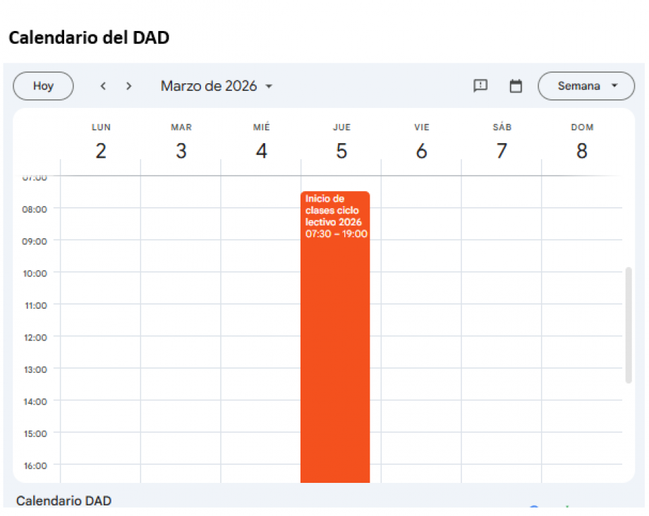 imagen Calendario del DAD en Google