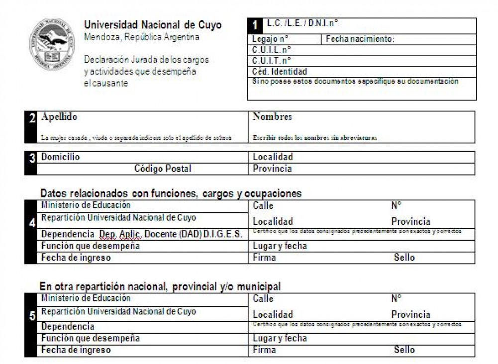 imagen Cambio en declaraciones juradas de cargos