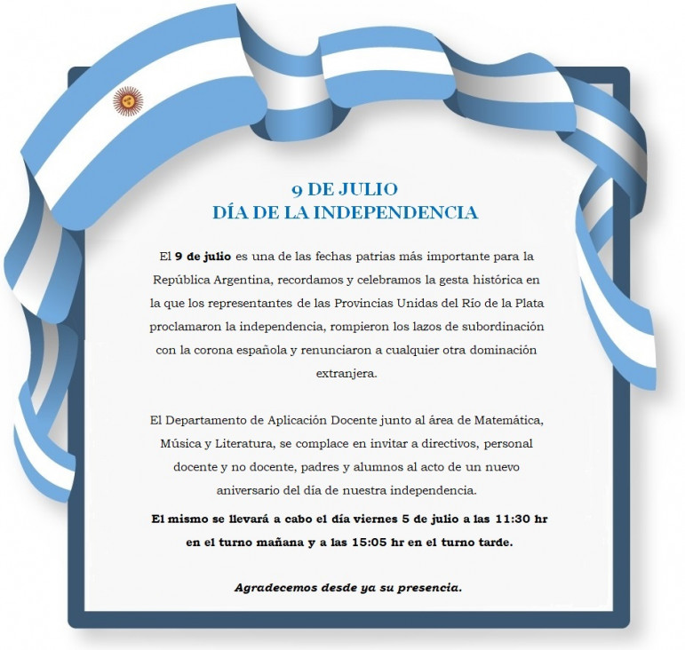 imagen Invitación al acto por el Día de la Independencia - 2024