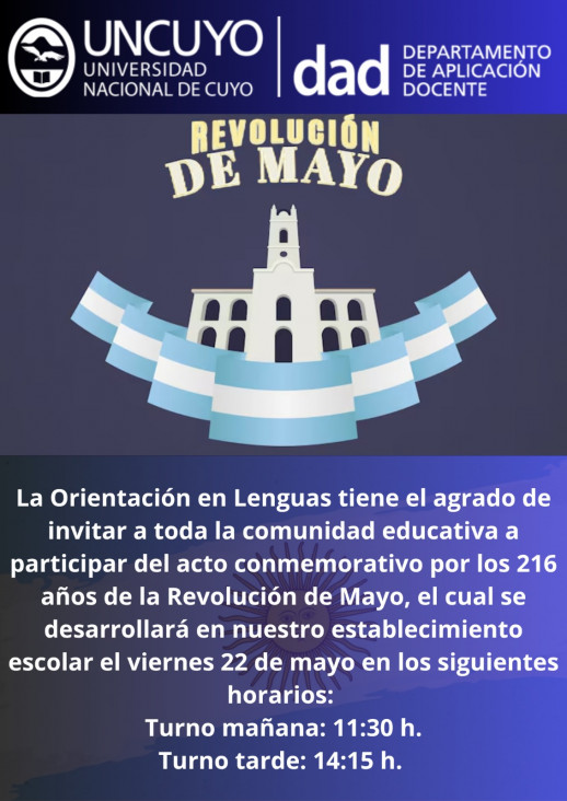 imagen Acto conmemorativo por los 216 años de la Revolución de Mayo
