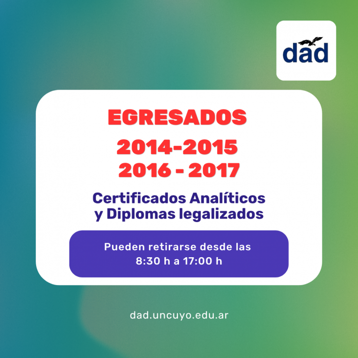 imagen Entrega de analíticos y diplomas actualizados y legalizados para egresados 2014-2015-2016 y 2017