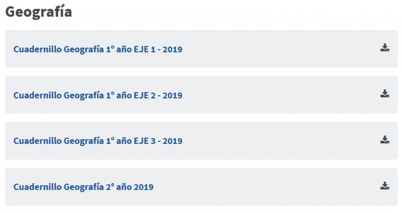 imagen Cuadernillos de Geografía de 1º año eje 2 y 3; y de 2º año