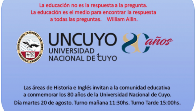 imagen Acto en conmemoración por los 80 años de la Universidad Nacional de Cuyo