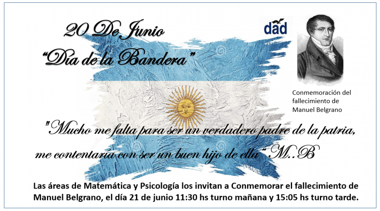 imagen Las áreas de Matemática y Psicología, invitan al Acto Día de la Bandera 2022