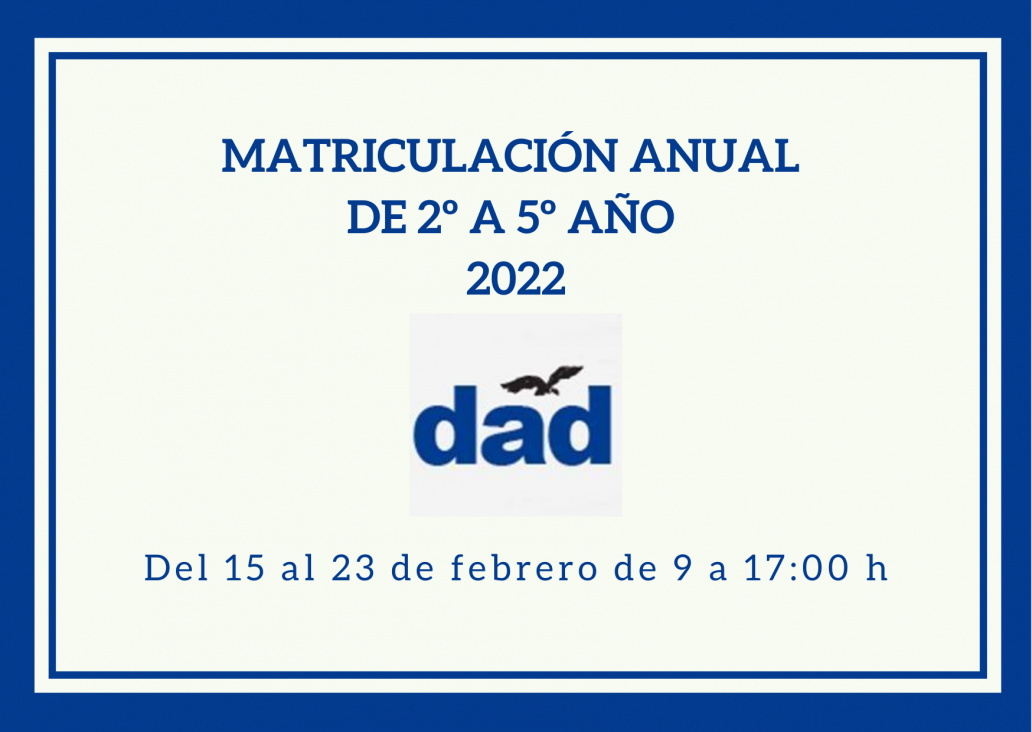 imagen Matriculación anual de 2° a 5° año Ciclo Lectivo 2022