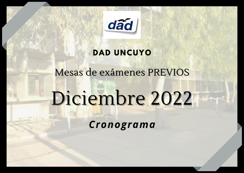 imagen Mesas de exámenes PREVIOS diciembre 2022. Cronograma