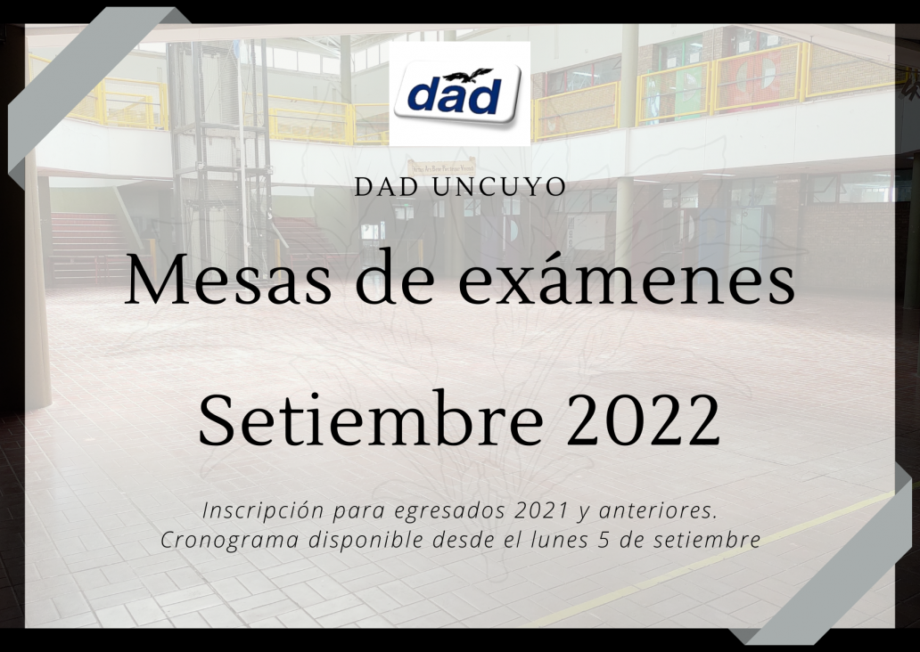 imagen Mesas de exámenes para estudiantes que terminaron de cursar 5to. año y tienen espacios curriculares pendientes de aprobación - Setiembre 2022 - "Cronograma"