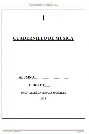 imagen Cuadernillo de música de 1º año 2018 Profesora Morales