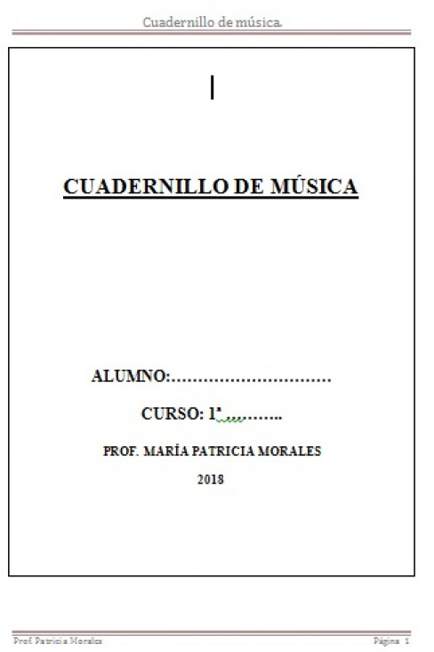 imagen Cuadernillo de música de 1º año 2018 Profesora Morales