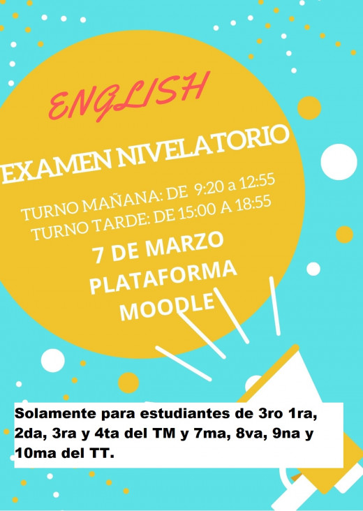 imagen Examen nivelatorio de inglés