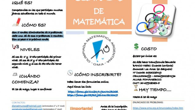imagen Comienzan las Olimpíadas de Matemática Argentina (OMA)
