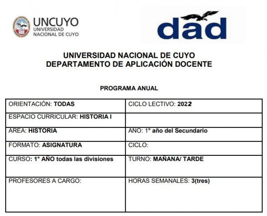 imagen Programas de historia de 1°, 2°, 3° y 4° año 2022