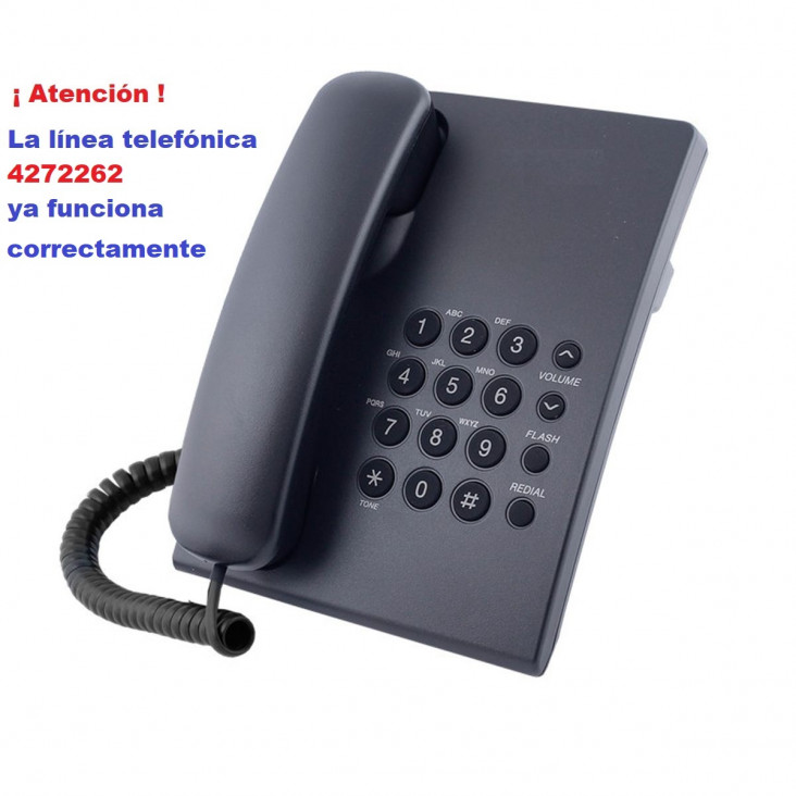 imagen La línea de teléfono 4272262 ya funciona correctamente