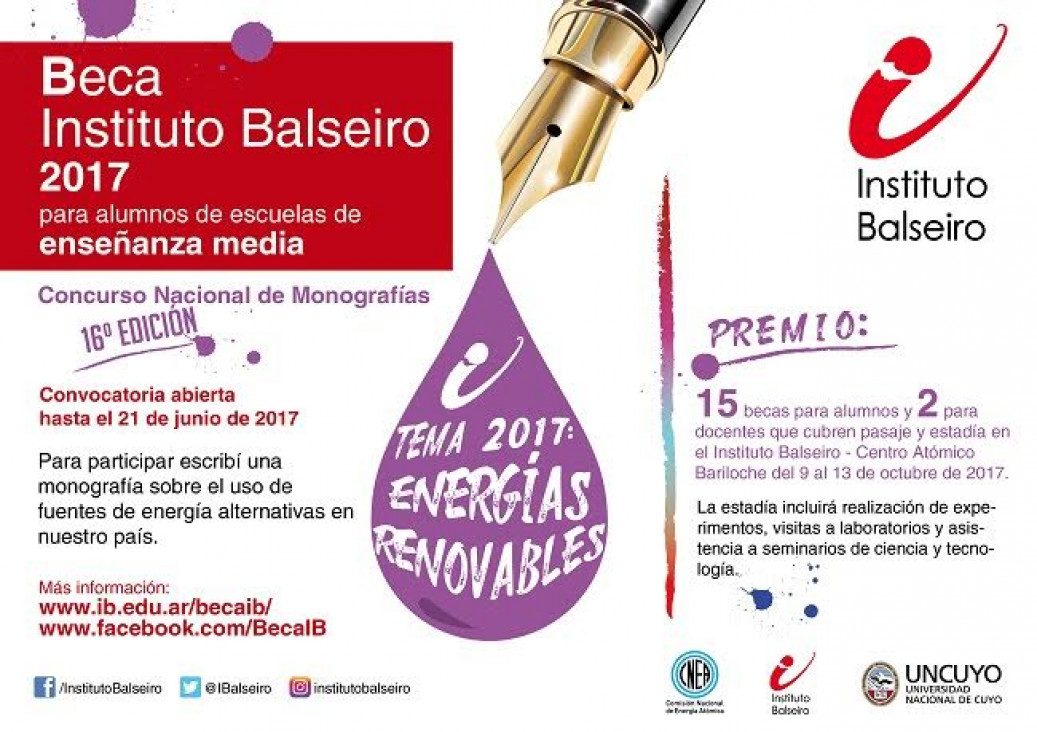 imagen Beca Instituto Balseiro 2017 para alumnos de escuelas de enseñanza media